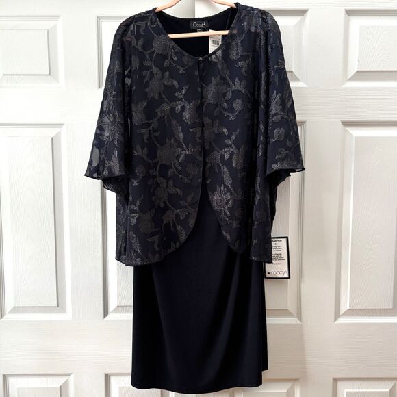 NEW Connected Apparel Dress 18W Navy Sleeveless Pullover with 27" Shawl NWT - Picture 2 of 14